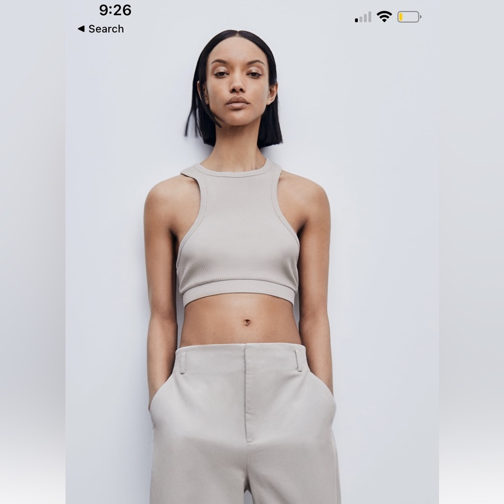 Zara Ribbed Halter Top - Picture 1 of 5